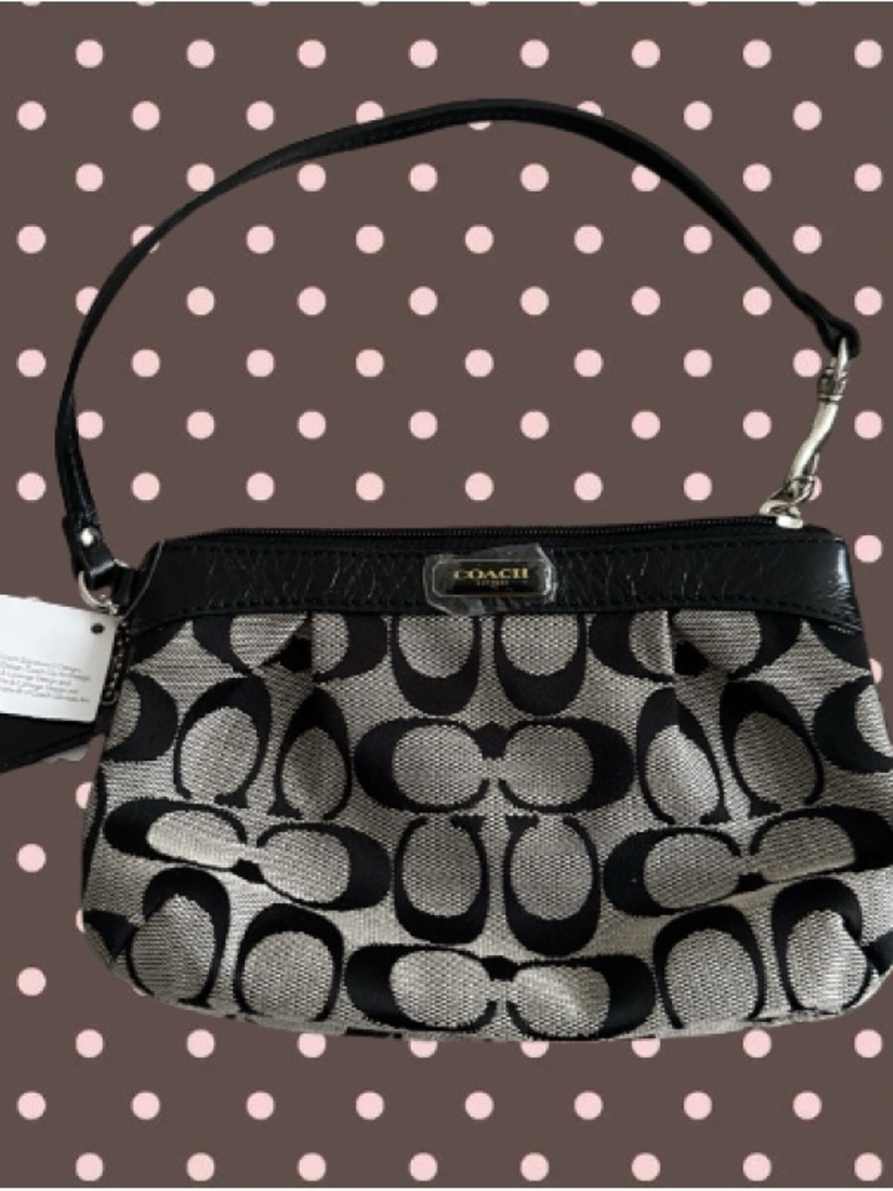 Coach Black and Gray Signature Canvas Mini Bag